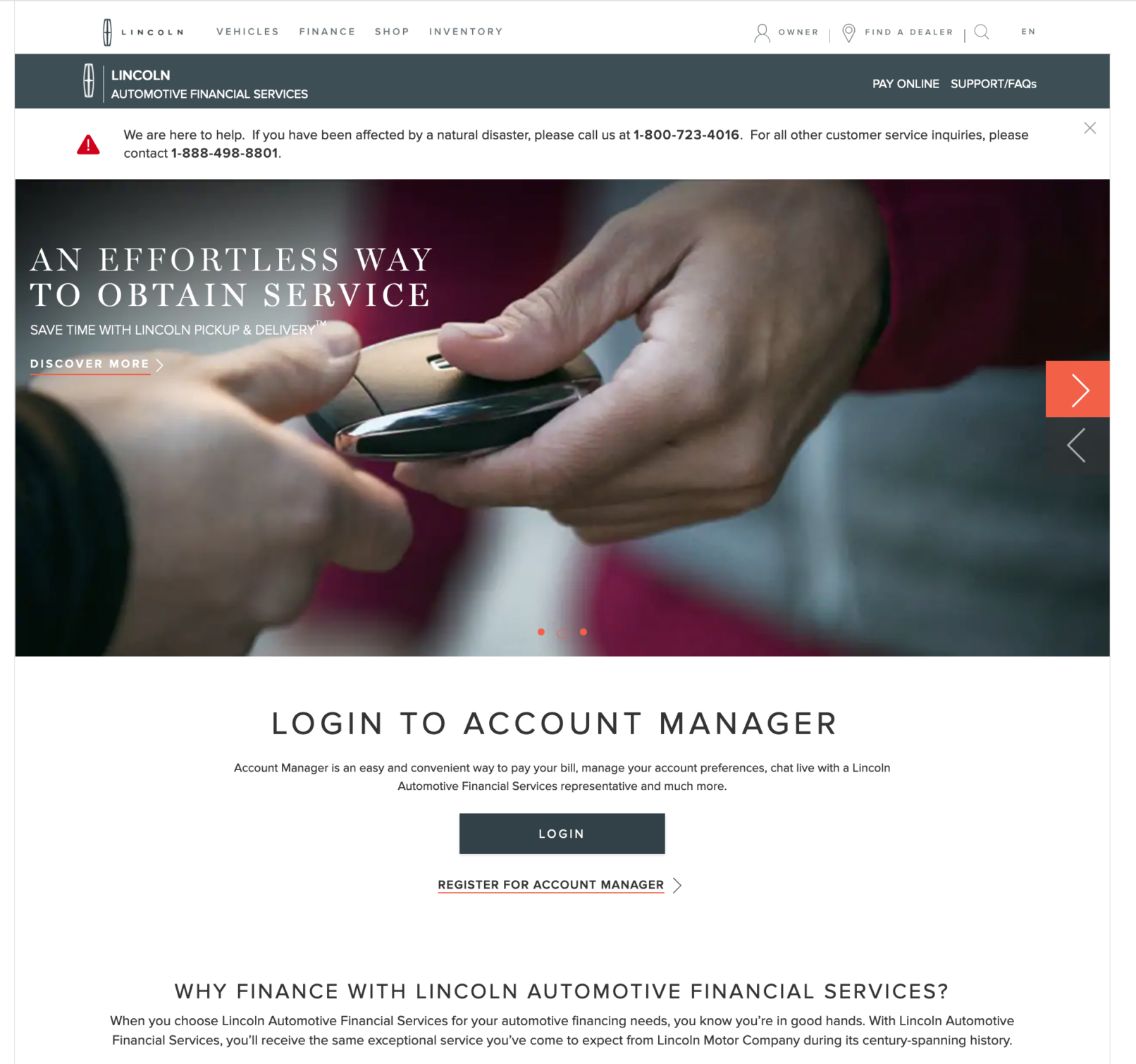 Lincoln Automotive Financial Services Homepage